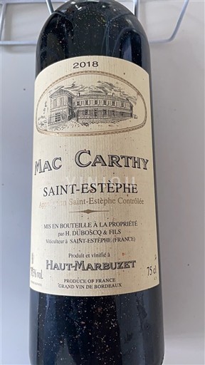 Burdeos Saint-Estèphe Mac Carthy 2018