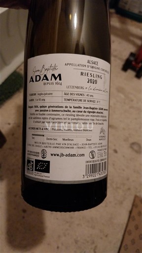 Alsace Domaine Jeanbaptiste Adam Letzenberg 2020