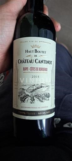 Bordéus Blaye-Côtes-de-Bordéus Château Cantinot Haut Boutet 2015