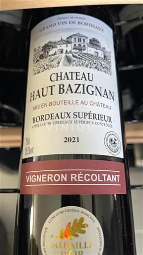 Bordeaux Bordeaux supérieur Château Haut Bazignan 2021