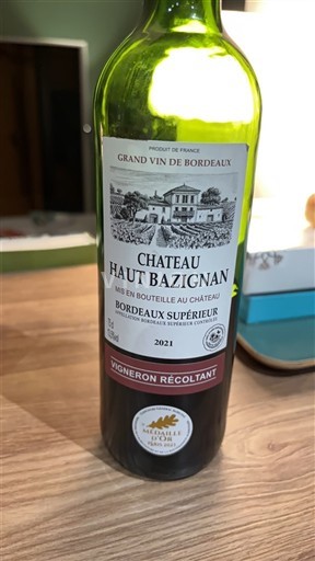 Bordeaux Bordeaux supérieur Château Haut Bazignan 2021