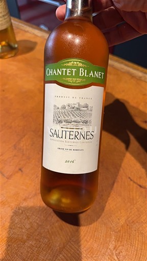 Burdeos Sauternes Château Chantet Blanet 2016