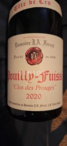 Burgund Pouilly-fuissé Grand Cru Domaine J.a. Ferret Clos des Prouges 2020