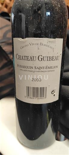Bordeaux Puisseguin-saint-émilion Château Guibeau 2003