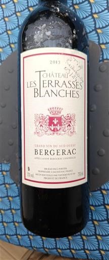 Vin Rouge sec Château Les Terrasses Blanches 2013 France Sud-Ouest Bergerac AOC