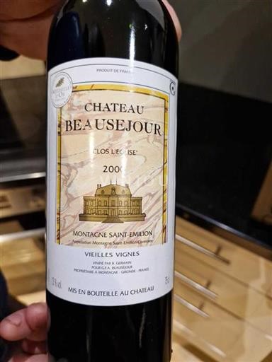 Bordeaux Montagne-saint-émilion Château Beauséjour Clos L'Eglise 2000