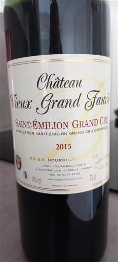Burdeos Saint-Émilion Gran Cru Grand Cru Château Vieux Grand Faurie 2015