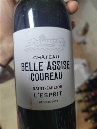 Bordeaux Saint-Émilion Château Belle Assise Coureau L'Esprit 2018