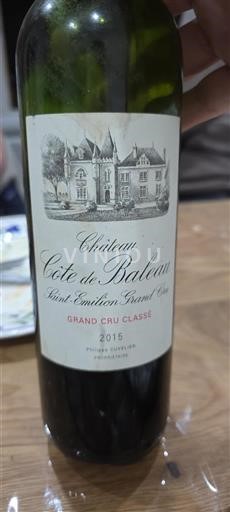 Burdeos Saint-Émilion Grand Cru Château Côte De Baleau 2015