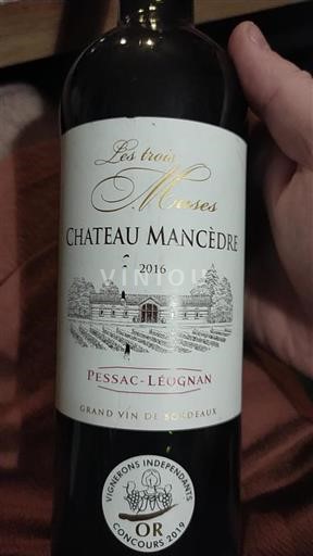 Bordéus Pessac-Léognan Château Mancèdre Les trois Muses 2016
