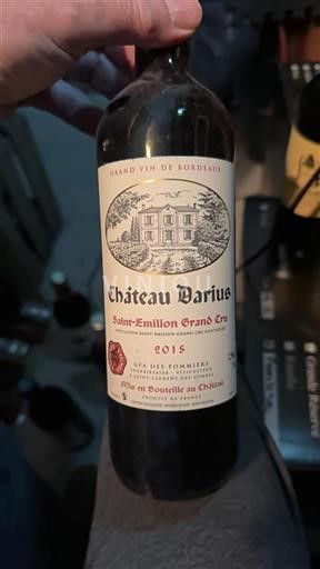 Vin Rouge sec Château Darius 2015 France Bordeaux Saint-Émilion Grand Cru AOC Grand Cru