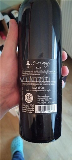 Languedoc-Roussillon Pays d'Oc Alma Cersius Secret Rouge 2022