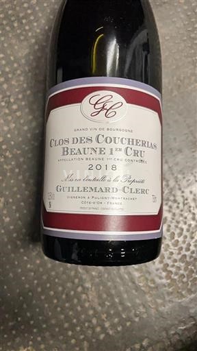 Bourgogne Ikke specificeret Premier Cru Guillemardclerc Clos des Couch%c3%a9rias 2018