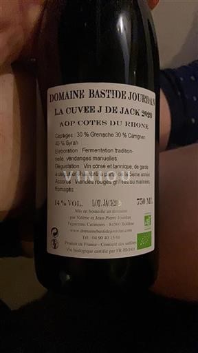 Vallée du Rhône Côtes-du-rhône Bastide Jourdan La J de Jack 2020