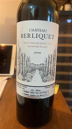 Vin Rouge sec Château Berliquet 2018 France Bordeaux Saint-Émilion Grand Cru AOC Grand Cru