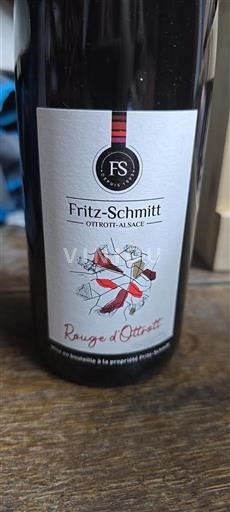 Vin Rouge sec Rouge d'Ottrott Fritz-Schmitt 2023 France Alsace AOC