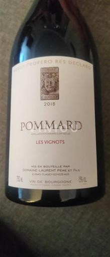 Bourgogne Pommard Domaine Laurent Père Et Fils Les Vignots 2018