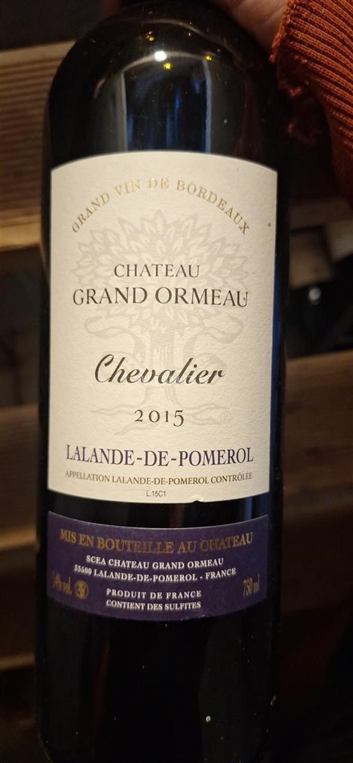 Vin Rouge sec Chevalier Domaine Grand Ormeau 2015 France Bordeaux Lalande-de-pomerol AOC