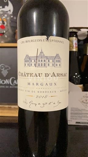 Bordeaux Margaux Cru Bourgeois Exceptionnel Château Arsac 2018