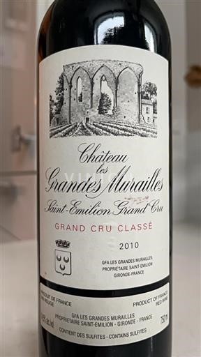 Bordeaux Saint-Émilion Grand Cru Château Les Grandes Murailles Cadeau Lucie et Jacques 2010