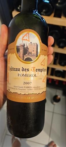 Bordeaux Pomerol Château Des Templiers 2007