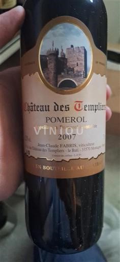 Bordeaux Pomerol Château Des Templiers 2007