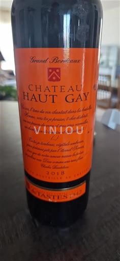 Vin Rouge sec Château Haut Gay 2018 France Bordeaux AOC