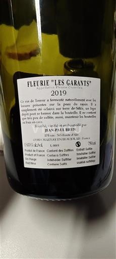 Beaujolais Fleurie. Jeanpaul Brun Les Garants 2019