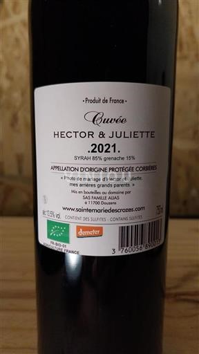 Linguadoca Corbières Domaine Sainte Marie Des Crozes Hector & Juliette 2021