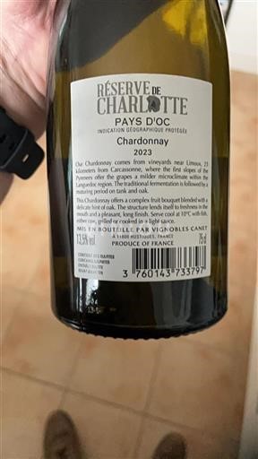 Linguadoca e Rossiglione Paese d'Oc Réserve De Charlotte 2023