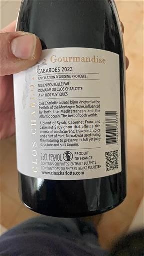 Languedoque Cabardès Clos Charlotte Gourmandise 2023