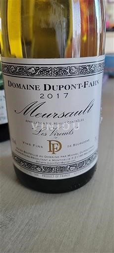 Burgundsko Meursault Premier Cru Domaine Dupontfahn Les Vireuils 2017
