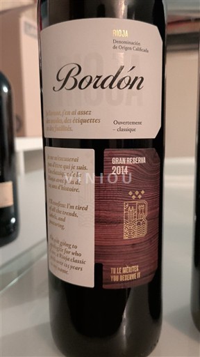 La Rioja Rioja Bordón Gran Reserva 2014