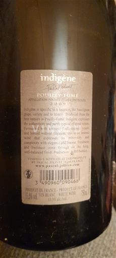 Valle del Loira Pouilly-fumé Pascal Jolivet Indigène Sin añada