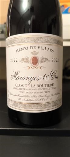 Burgundija Ni doloceno Premier Cru Henri De Villars Clos de la Boutière 2022
