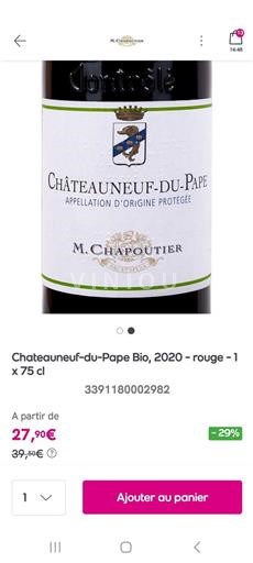 Rhônedalen Châteauneuf-du-Pape M. Chapoutier 2020