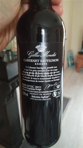 Languedoc ja Roussillon Pays d'Oc Gilles Mondié Cabernet Sauvignon Réserve 2021