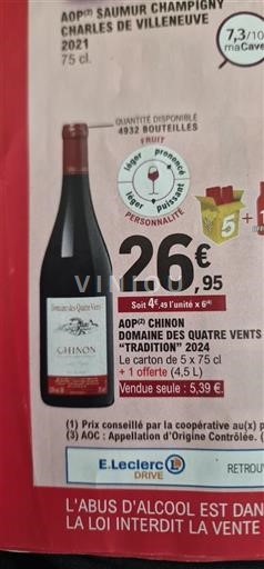 Údolí Loiry Chinon Domaine Des Quatre Vents Tradition 2024
