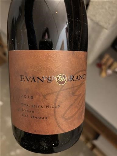 Californiske AVA'er Ikke specificeret Evan's Ranch Las Brisas 2016