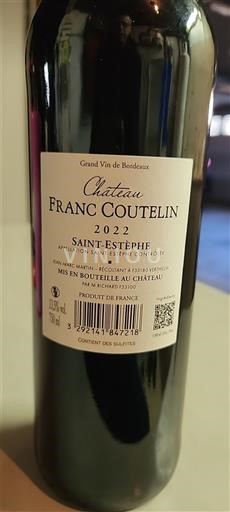 Bordéus Saint-Estèphe Franc Coutelin 2022