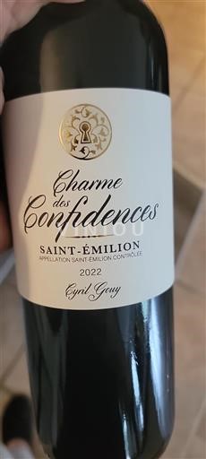 Bordeaux Saint-Émilion Cyril Gouy Charme des Confidences 2022