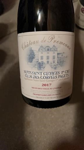 Burgundsko Nuits-saint-georges Premier Cru Château Premeaux Clos des Corvées Pagets 2017