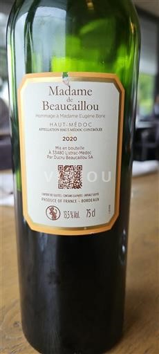 Bordeaux Haut-Médoc Château Ducrubeaucaillou Madame de Beaucaillou 2020
