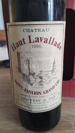 Bordeaux Saint-Émilion Grand Cru Grand Cru Château Haut Lavallade 1986