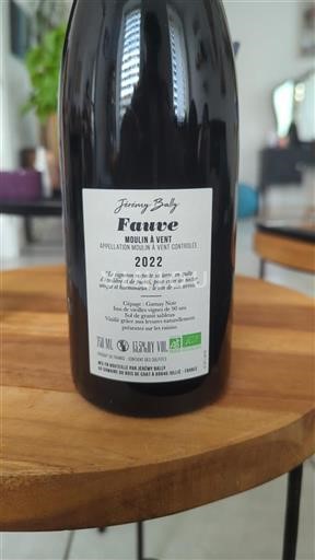 Vin Rouge sec Fauve Jérémy Bally 2022 France Beaujolais Moulin-à-vent AOC