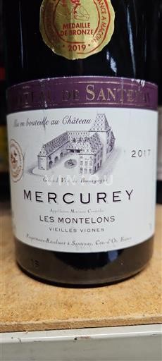 Vin Rouge sec Les Montelons Vieilles Vignes Château Santenay 2017 France Bourgogne Mercurey AOC
