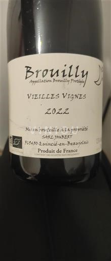 Vin Rouge sec Vieilles Vignes SARL Joubert 2022 France Beaujolais Brouilly AOC