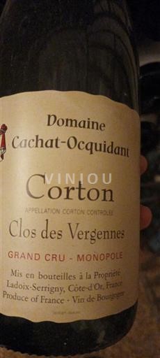 Burgundi Corton Grand Cru Cachatocquidant Clos des Vergennes 2016