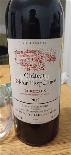 Bordeaux Château Belair L'espérance 2015