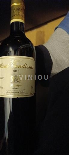 Vin Rouge sec Prestige Château Haut Condissas 2010 France Bordeaux Médoc AOC